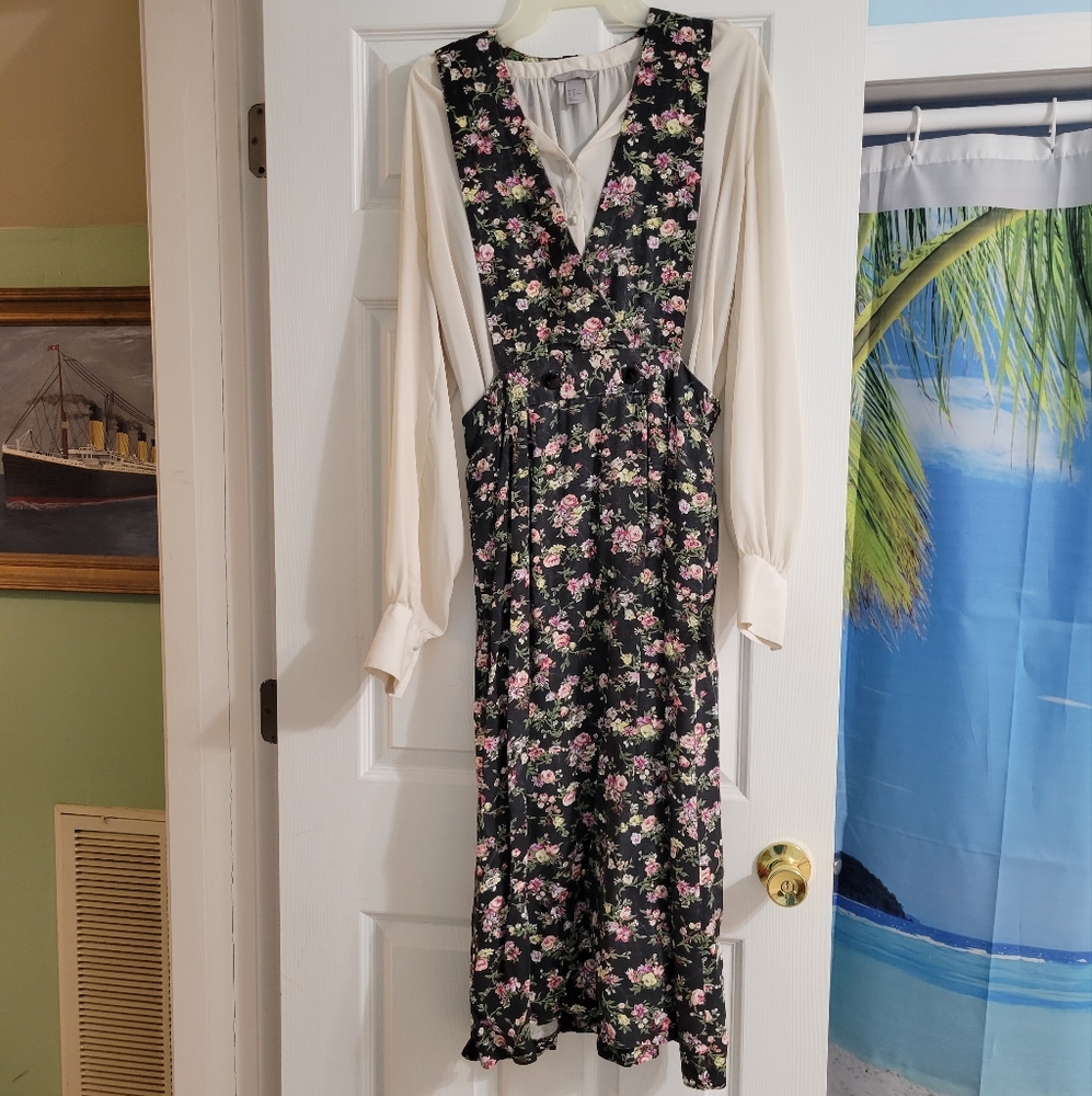 Floral Overall Dress with Blouse